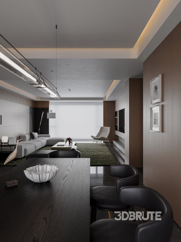 Modern living room dining room scene Image 6