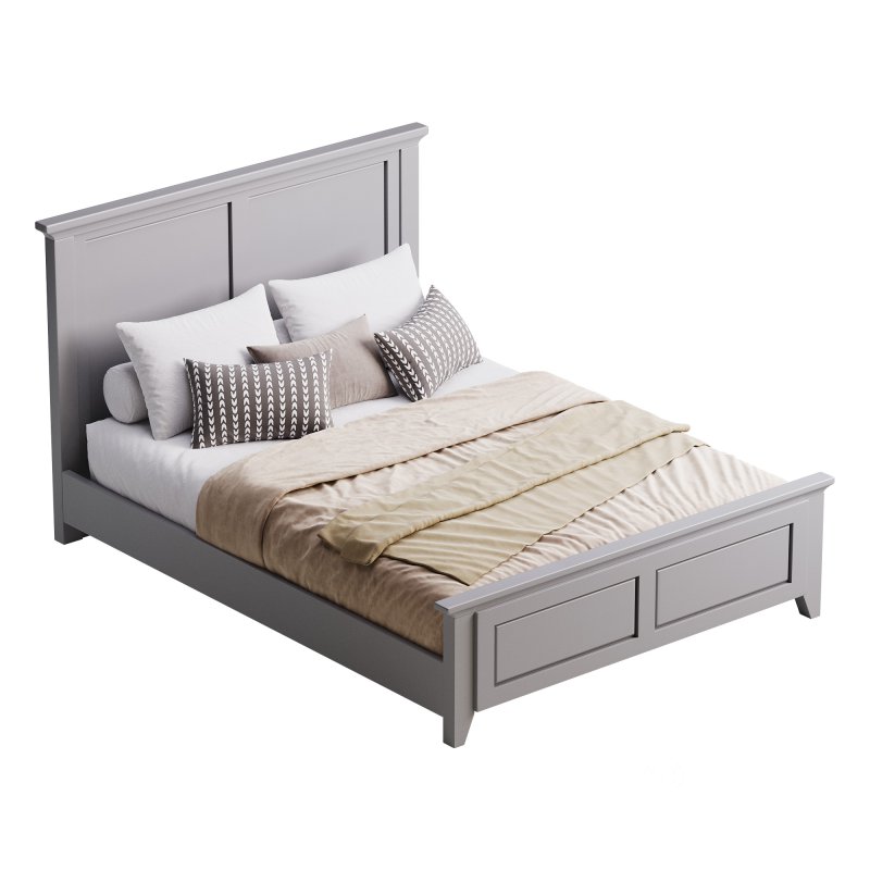 Solid Wood Panel Bed Image 6