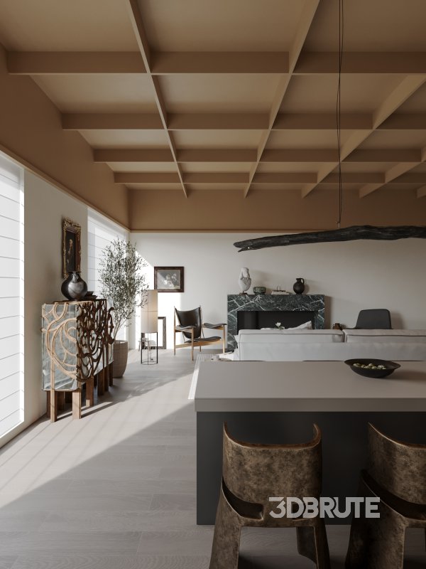 Medieval living room and dining room Image 2