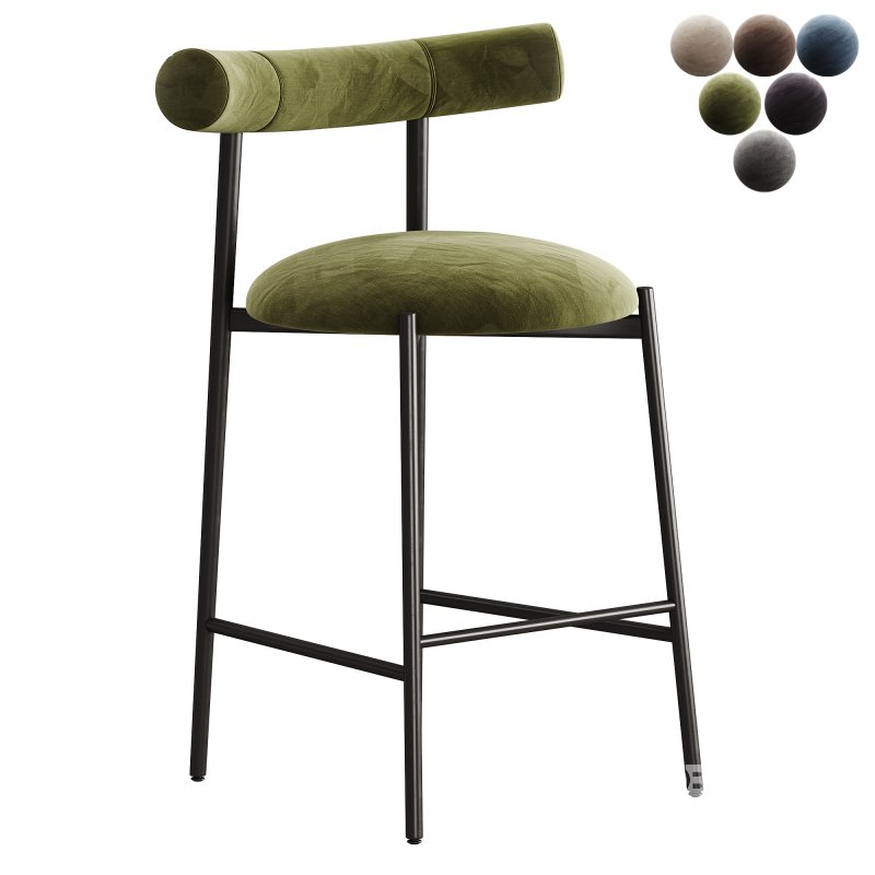 Chairs More Pampa SG 65 Low Green & Black Stool by Studio Pastina Image 1