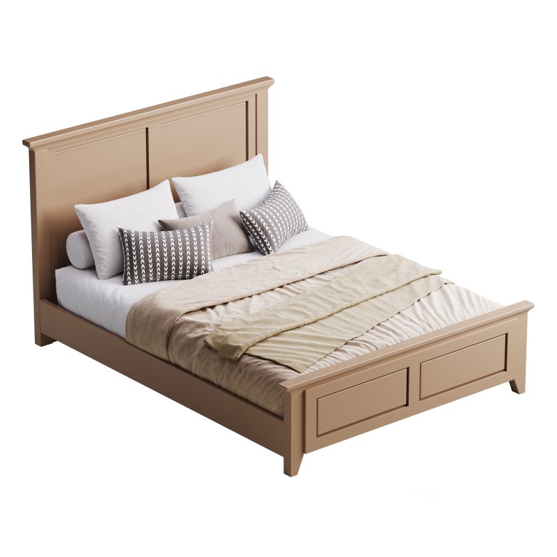 Solid Wood Panel Bed Image 7