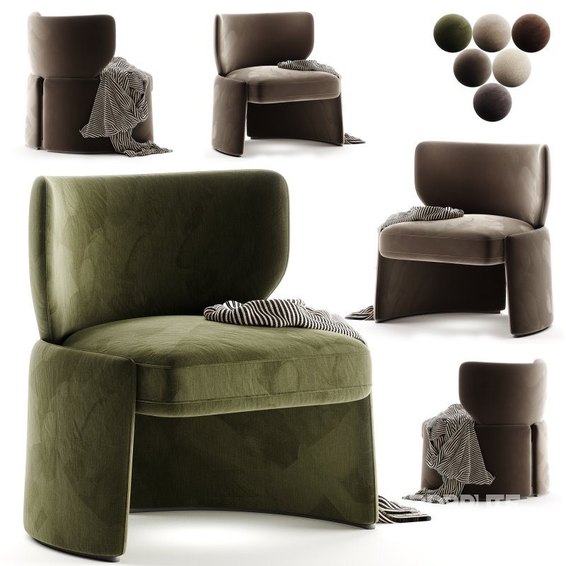 Emilia Gray fabric Lounge Chair Image 4