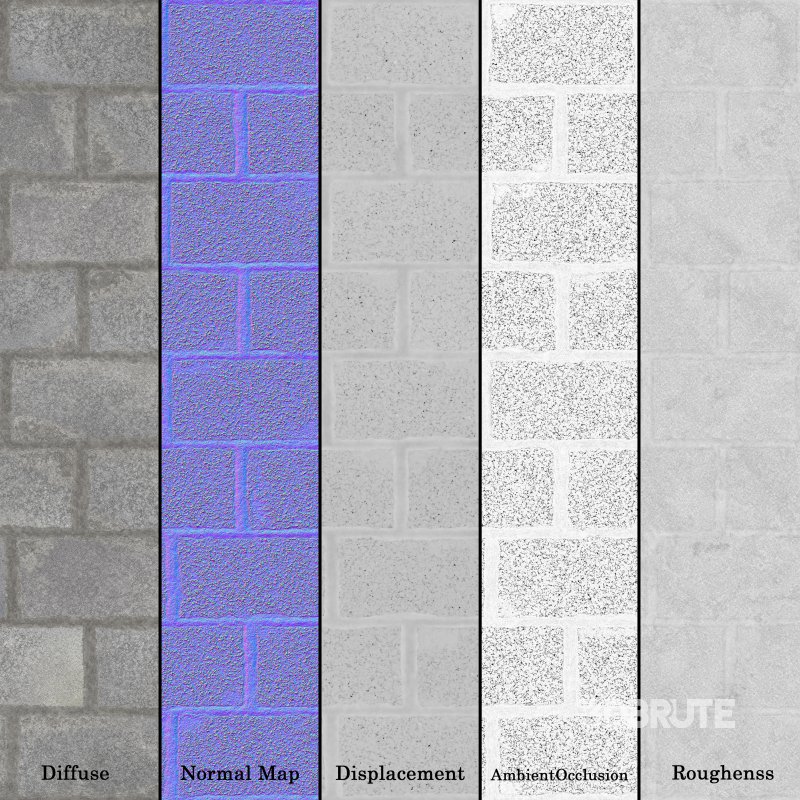 Concrete Block Wall (Seamless) Image 6