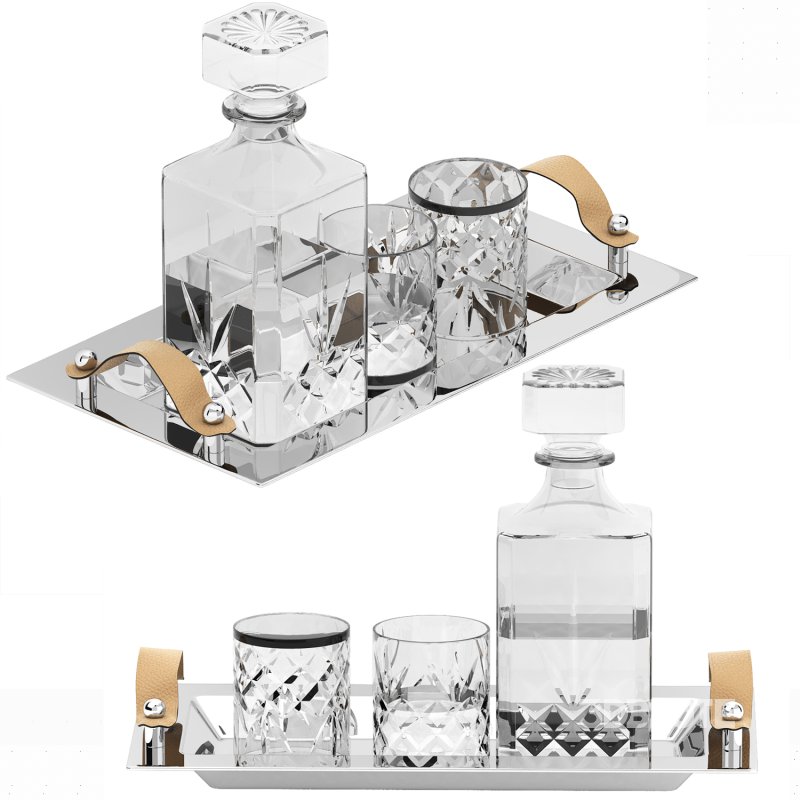 tray set with water carafe and glasses Image 3