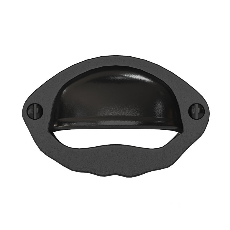 Cabinet or Drawer Bin Pull Black Iron Cup Image 7