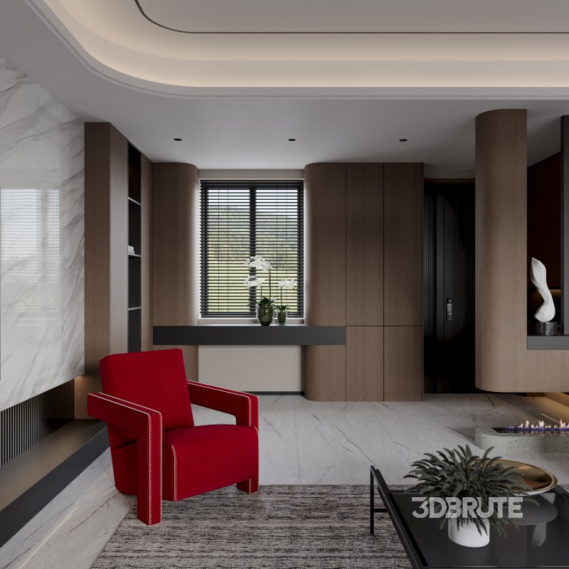 Modern living room and office scene Image 5