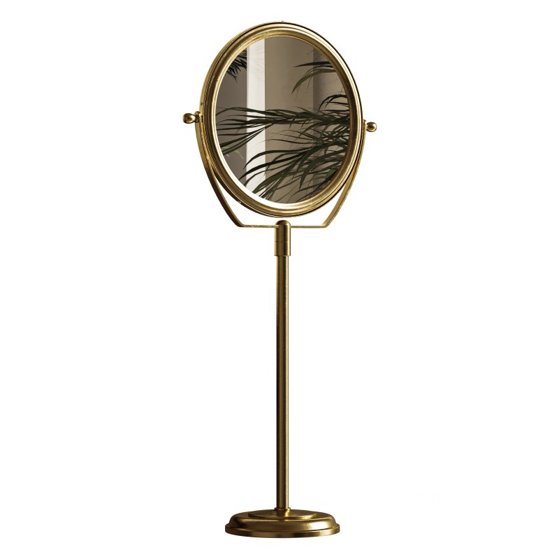 Table Makeup Mirror Chrome Brass Swivel Magnifying Two Sided Image 4