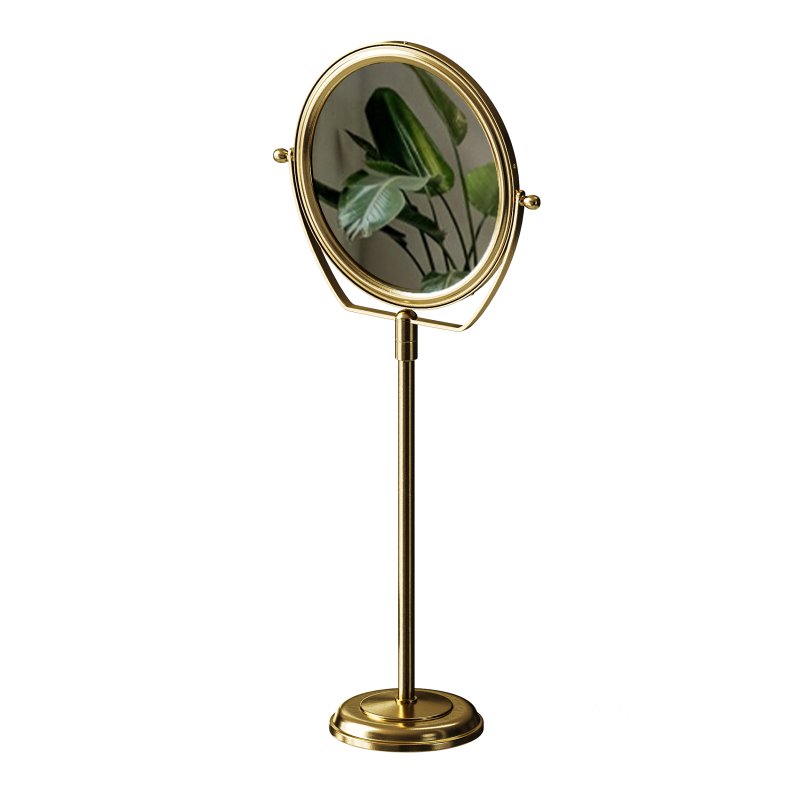 Table Makeup Mirror Chrome Brass Swivel Magnifying Two Sided Image 3