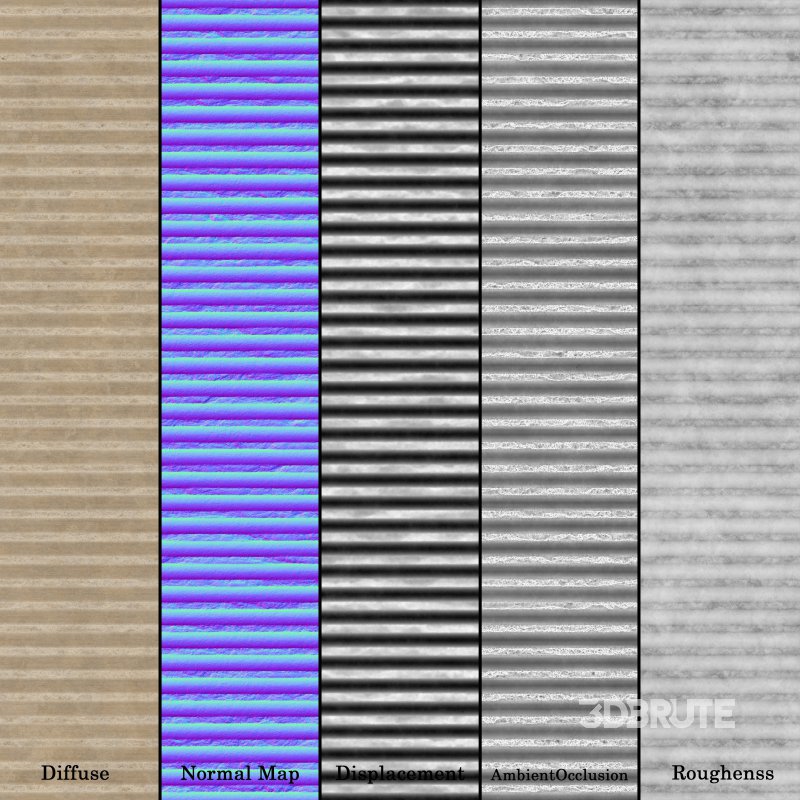 Ribbed Concrete wall 02 (Seamless) Image 5