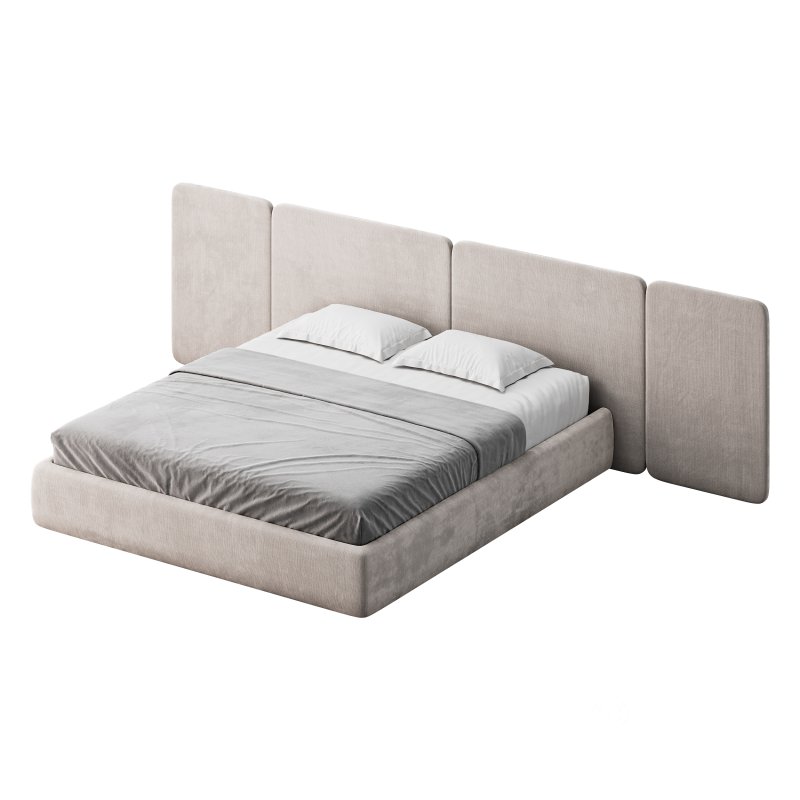 Natural Finish Fabric Pallet Bed Frame with Sponge Fill for Bedroom Comfort Image 2