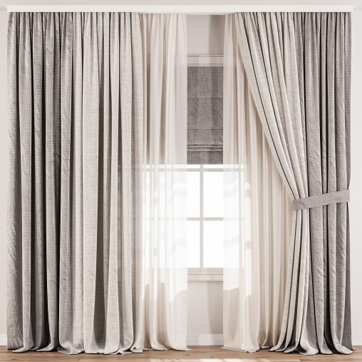 Soft Linen & Sheer Drapes with Roman Blind