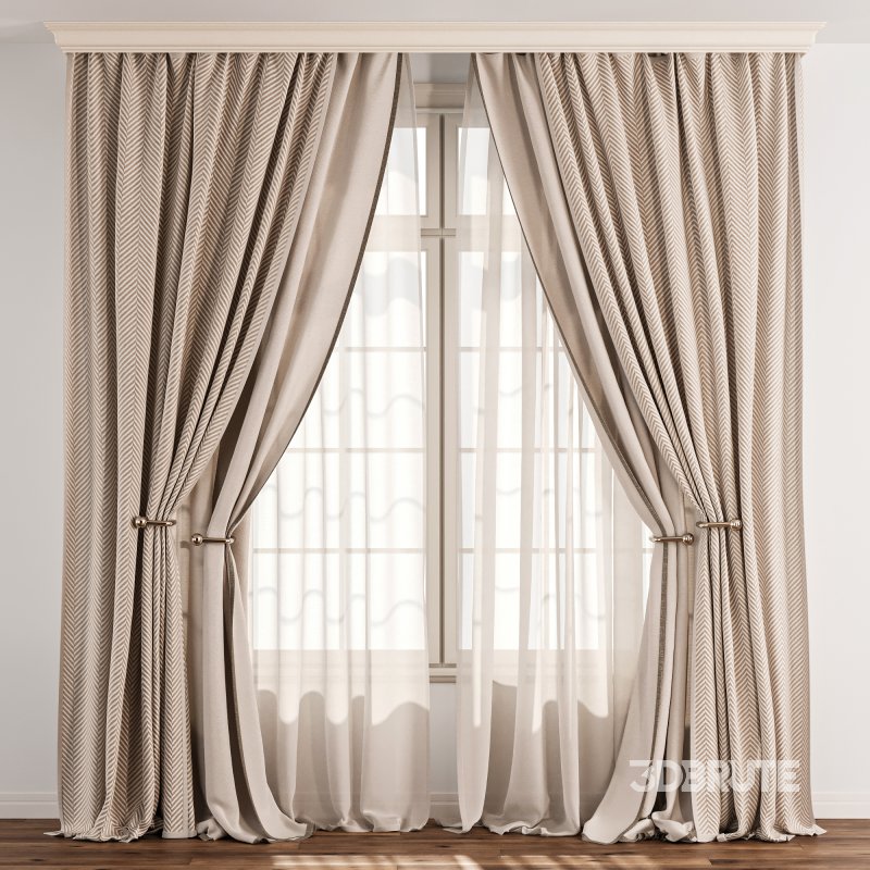 Herringbone Curtain with Sheer Layer 74 Image 2