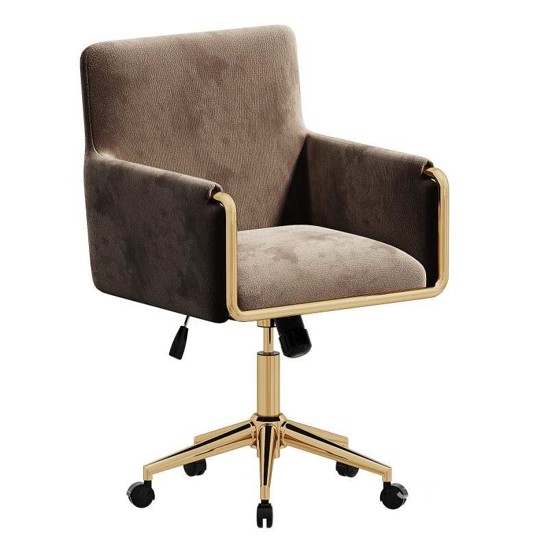 Chaise de bureau baignoire en velours vison Image 2