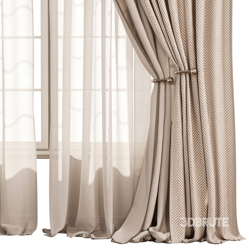 Herringbone Curtain with Sheer Layer 74 Image 5