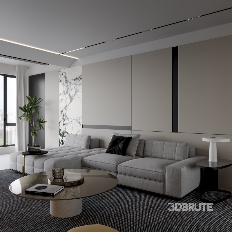 Modern living room dining room kitchen Image 4