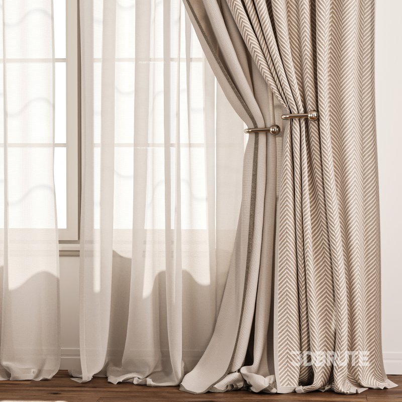 Herringbone Curtain with Sheer Layer 74 Image 4