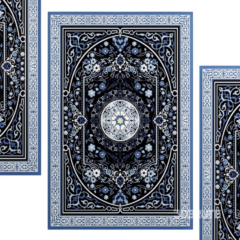 Blue And Black Wintage Rug Image 2