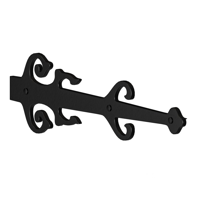 Black Wrought Iron Garage Door Decorative Hardware Poseidon Trident Design 12 in Rust Resistant Dummy Strap Hinge with Mounting Hardware Image 10