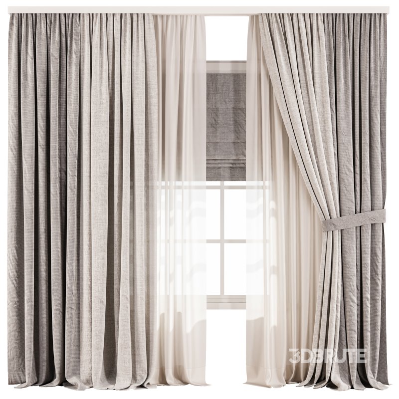 Soft Linen & Sheer Drapes with Roman Blind Image 1