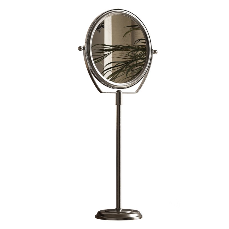 Table Makeup Mirror Chrome Brass Swivel Magnifying Two Sided Image 2