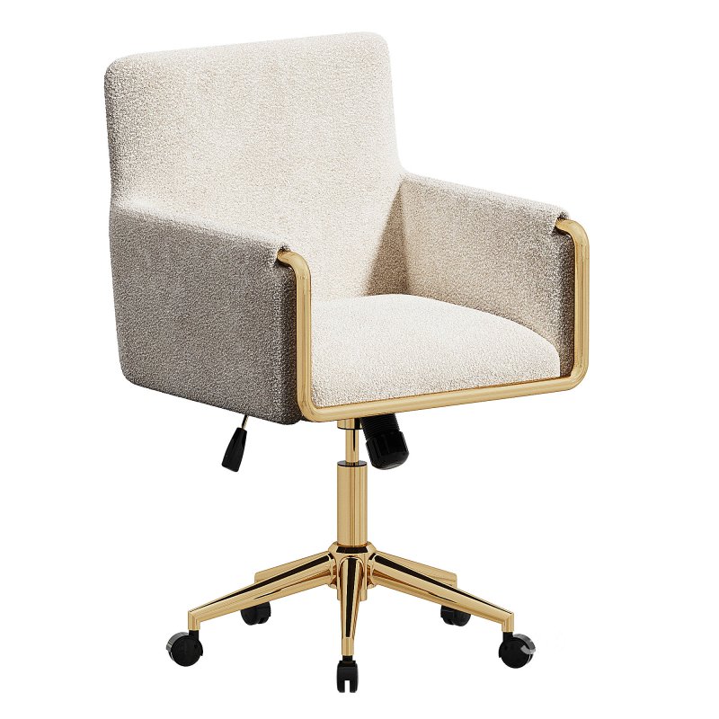 Chaise de bureau baignoire en velours vison Image 4