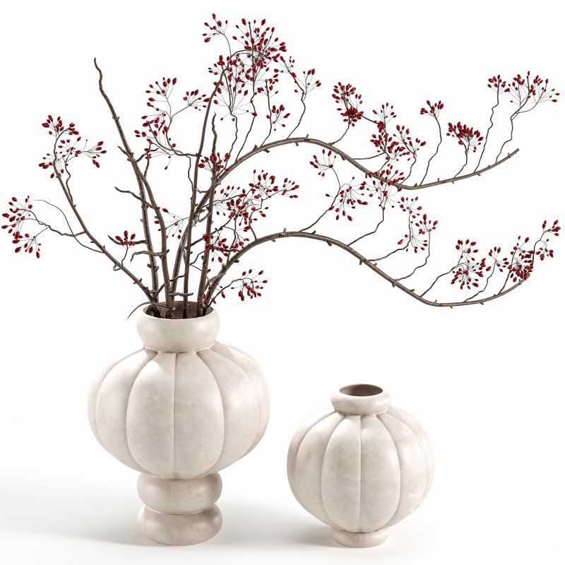 Red Berry Branches in LOUISE ROE Balloon Vases Image 2