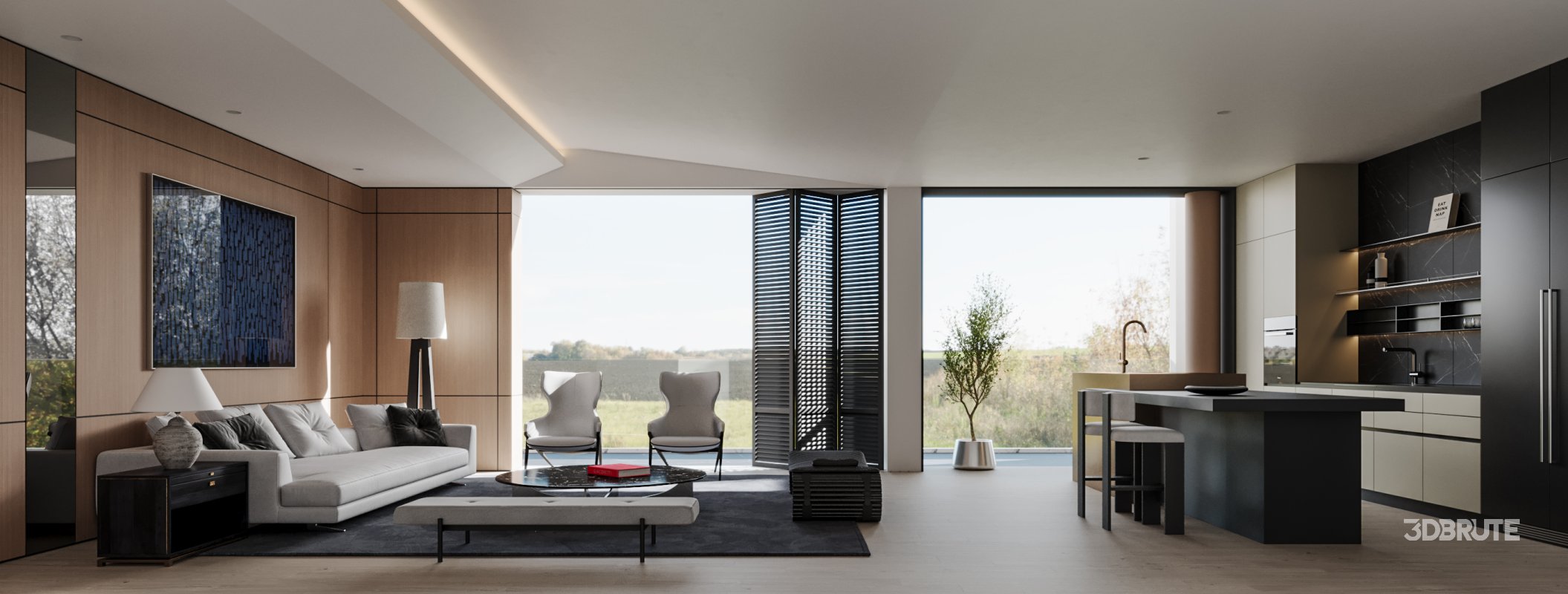 Modern living and dining room Image 1