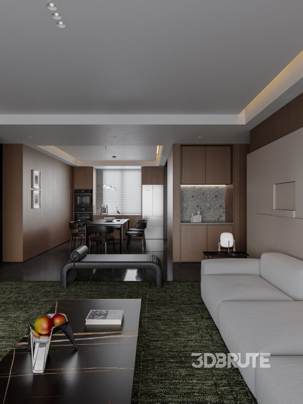 Modern living room dining room scene Image 5