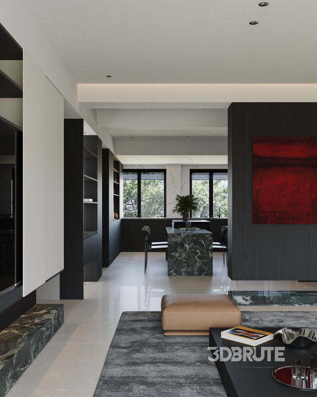 Modern living room dining room kitchen Image 12