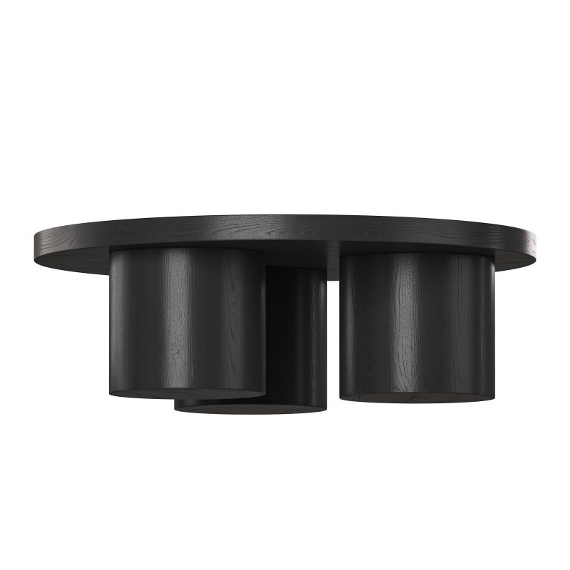 Damian Wooden Round Coffee Table – Black Image 7