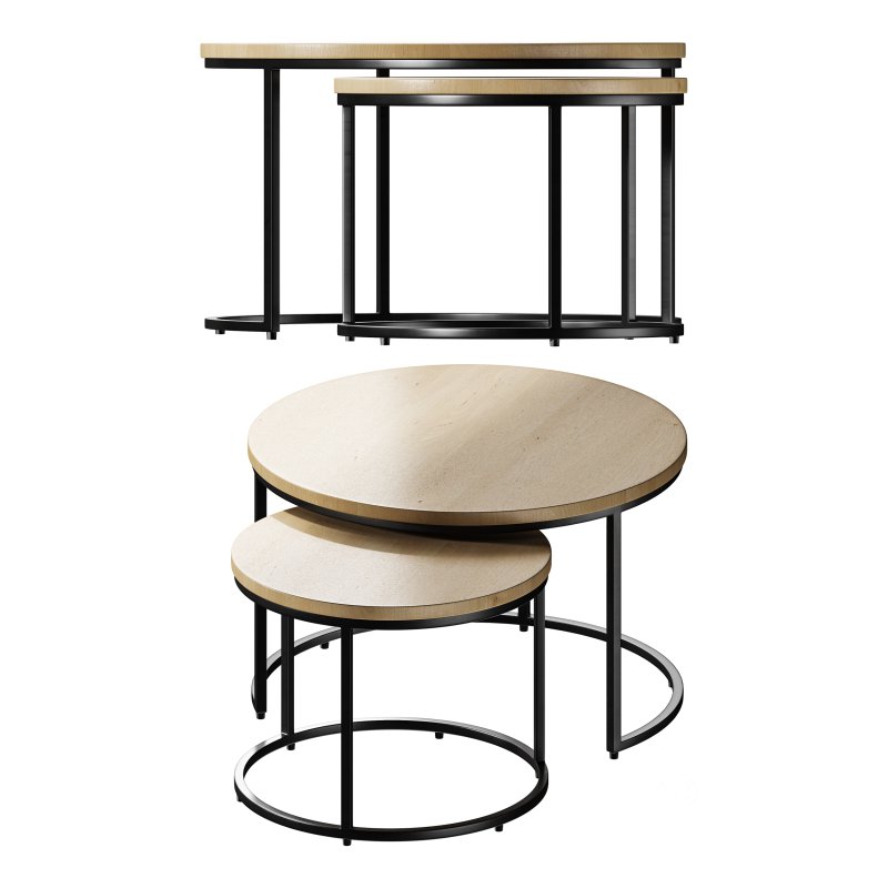 Set of 2 oak nesting coffee tables Image 4