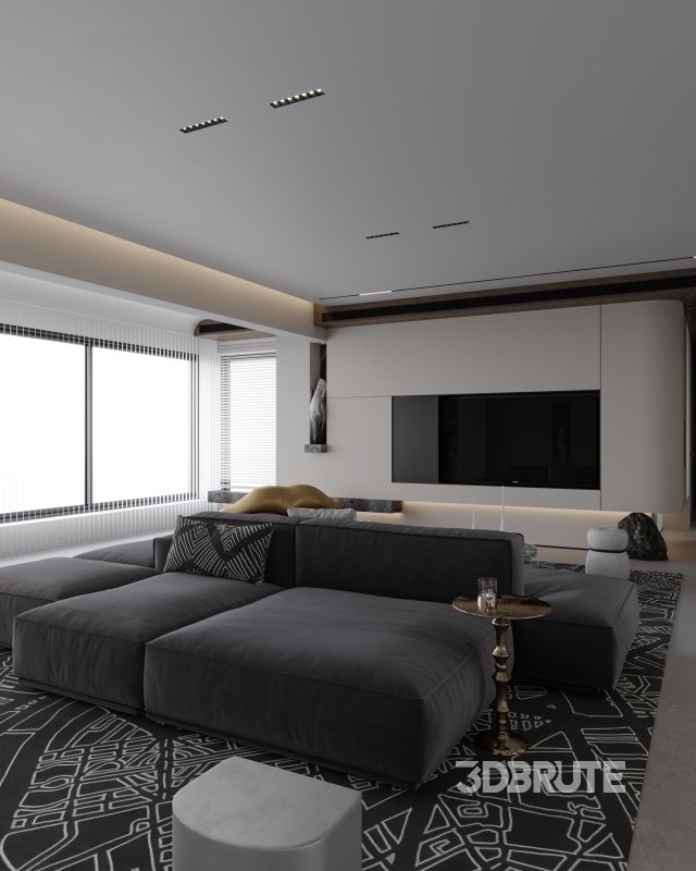 Modern living room dining room kitchen Image 3