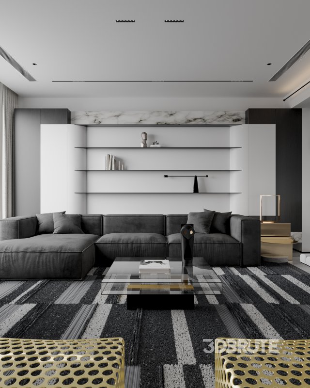 Modern living room dining room kitchen Image 3