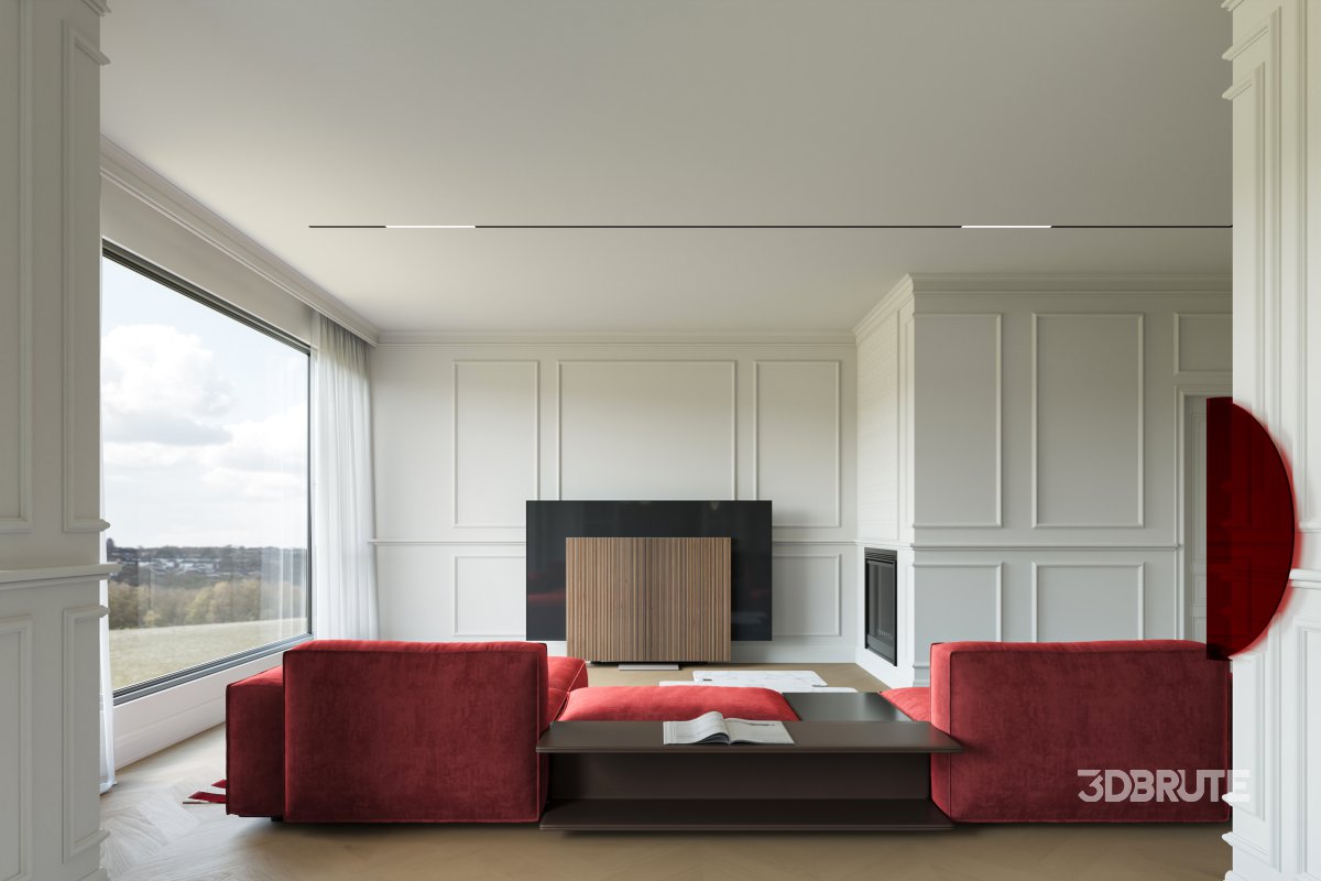 red living room dining room Image 14