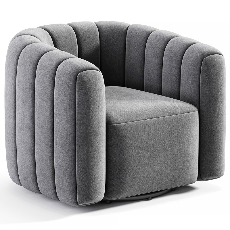 FITZ CHANNELED BLACK BOUCLE SWIVEL CHAIR Image 2