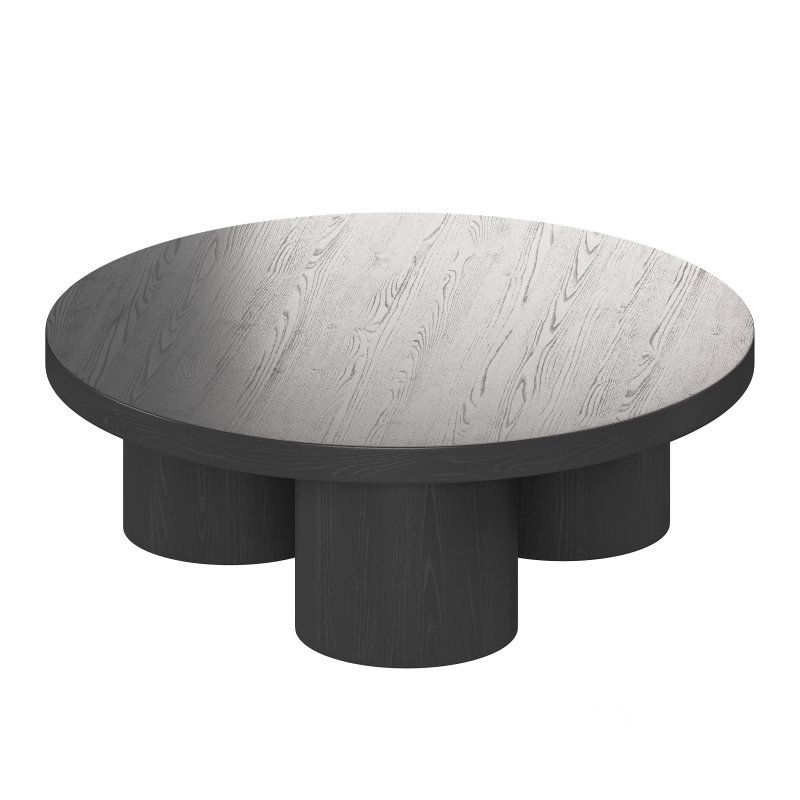Damian Wooden Round Coffee Table – Black Image 5