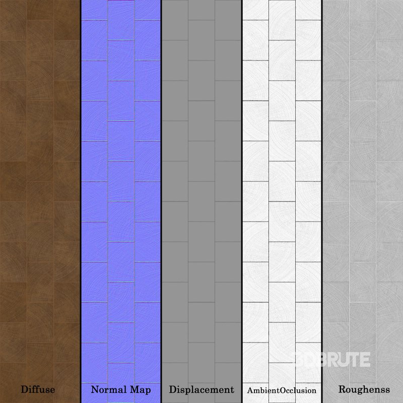 End Grain Wood Floor tile 01 (Seamless) Image 7