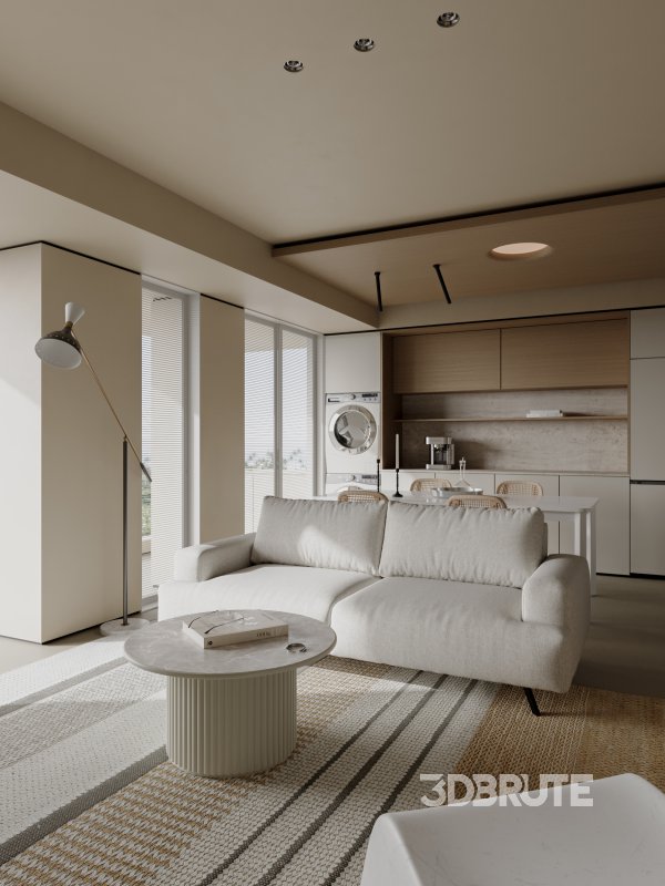 Modern living room dining room kitchen Image 3