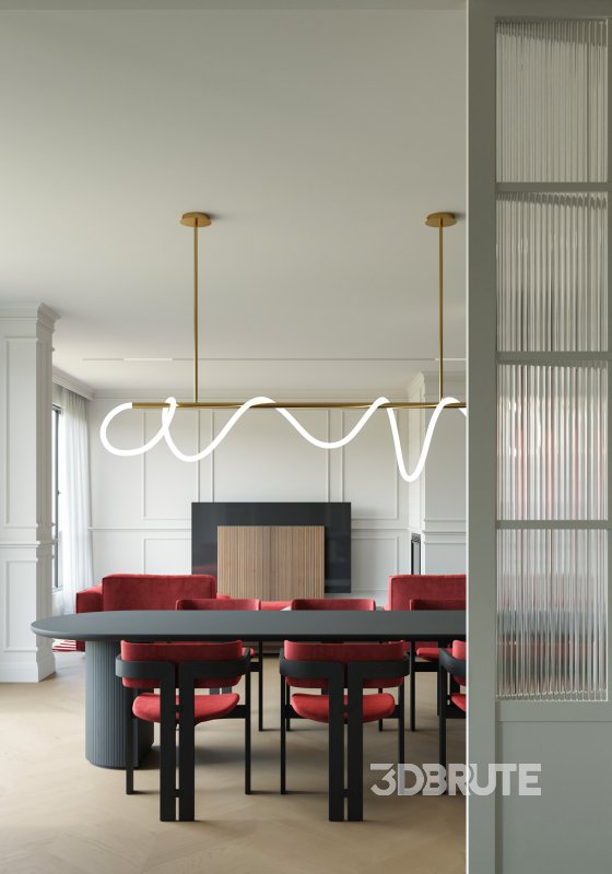 red living room dining room Image 3