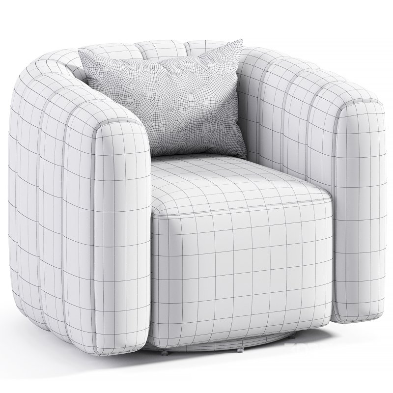 FITZ CHANNELED BLACK BOUCLE SWIVEL CHAIR Image 4