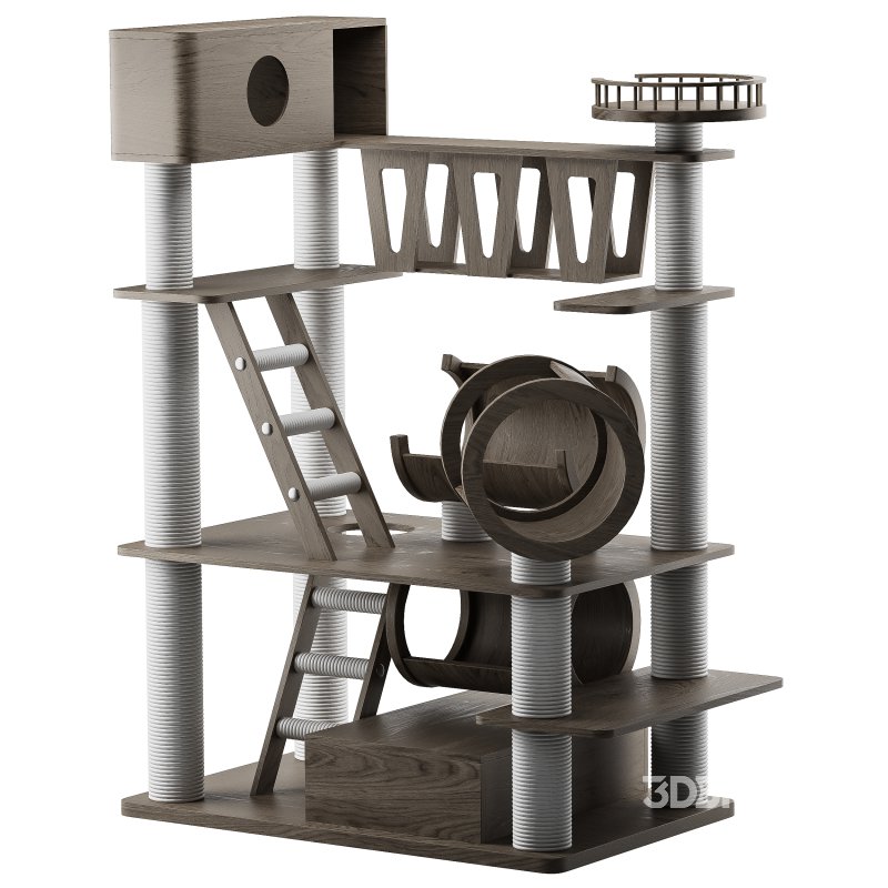 Wooden Cat Litter Box Frame with Integrated Luxury Play Area Image 2