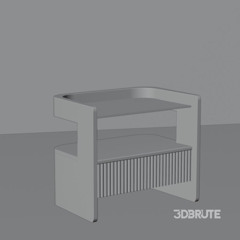 Contemporary Wooden Side Table with Slatted Shelf Image 2