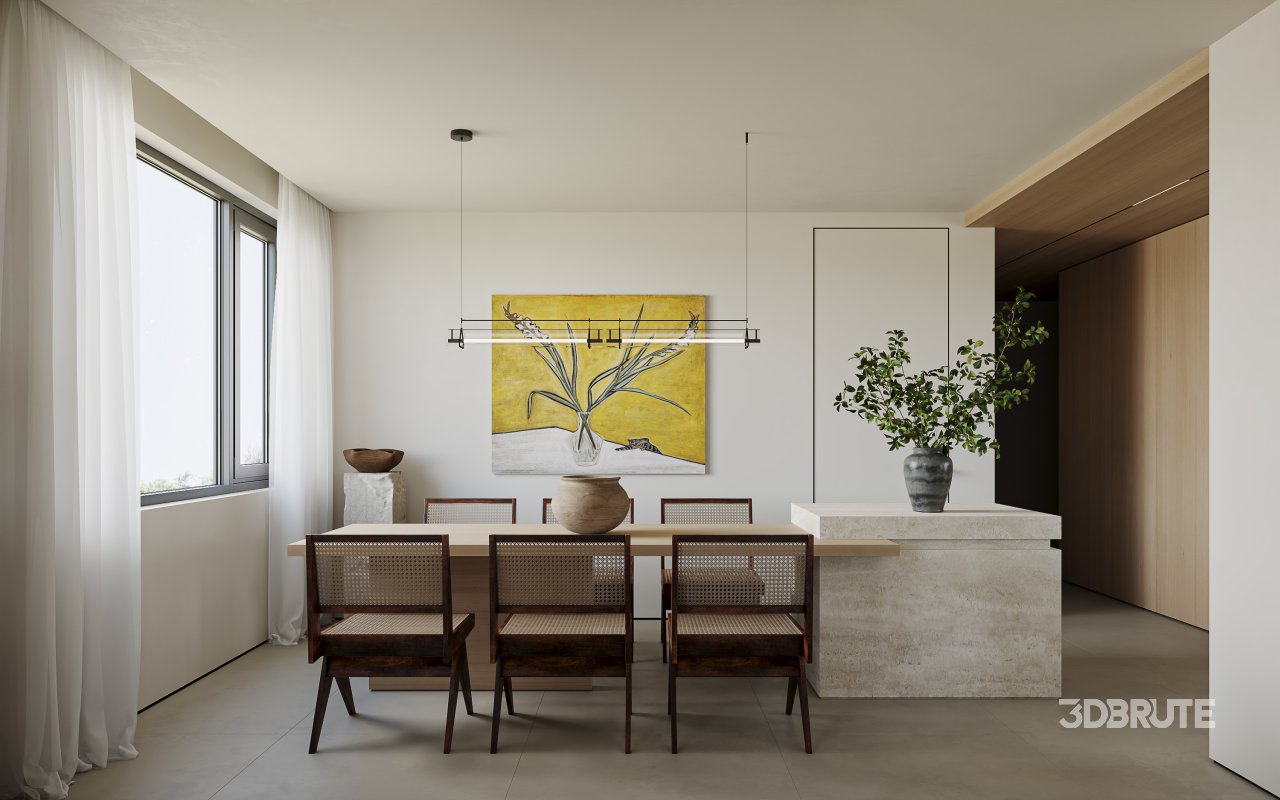 Modern living room dining room kitchen Image 2