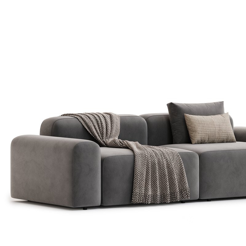 Fluffy Fabric Sofa Japanese Style Image 4