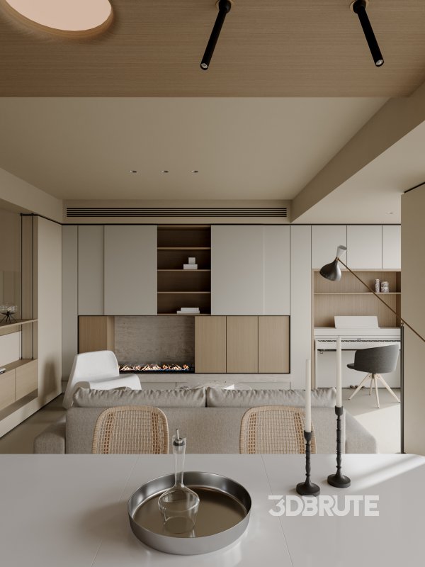 Modern living room dining room kitchen Image 6