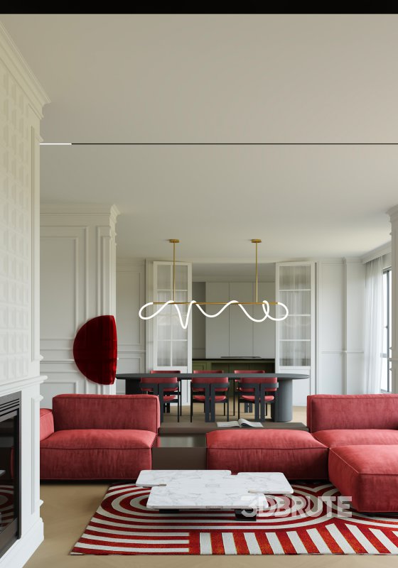 red living room dining room Image 13