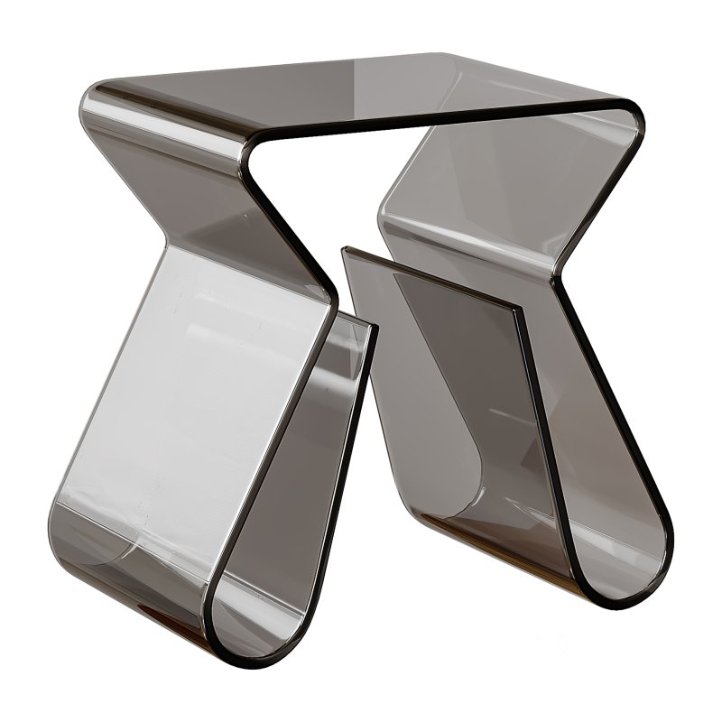 Acrylic Curve Edge Side Table – Minimalist Image 4