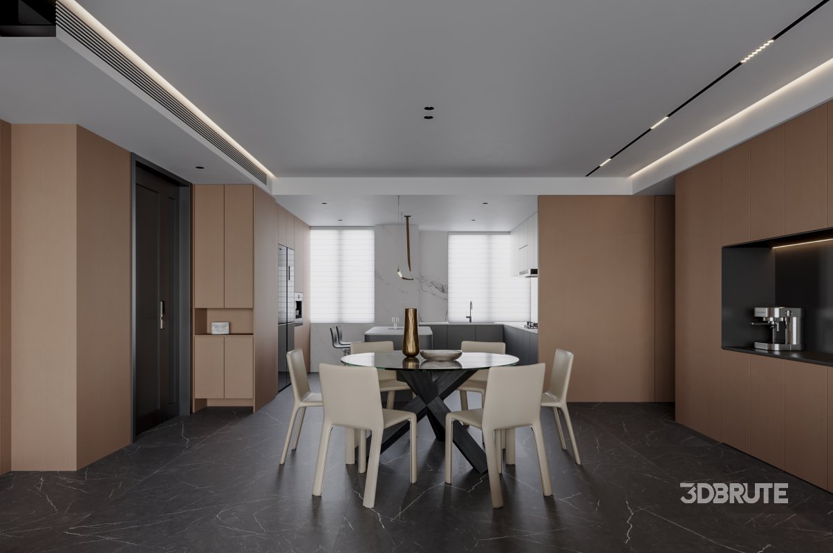 Modern living room dining room kitchen Image 2