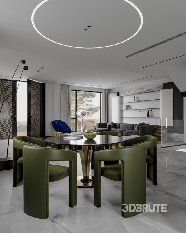 Modern living room dining room kitchen Image 9