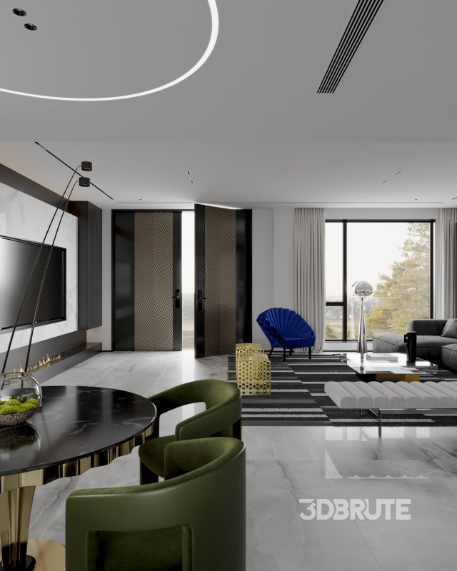 Modern living room dining room kitchen Image 8